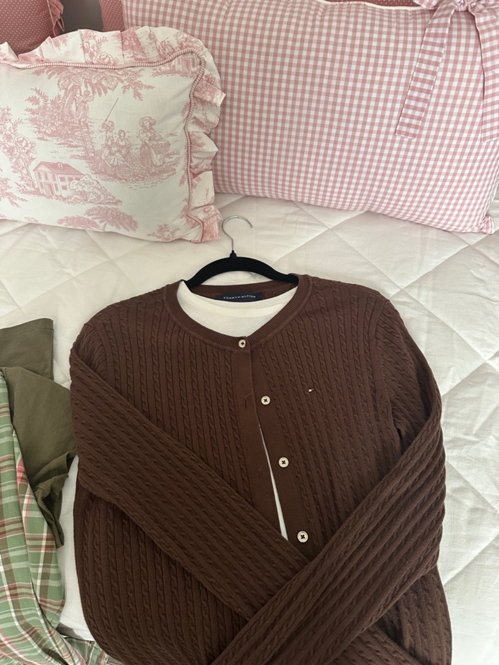 Tommy Hilfiger Brown Cable-Knit Cardigan with Subtle Logo